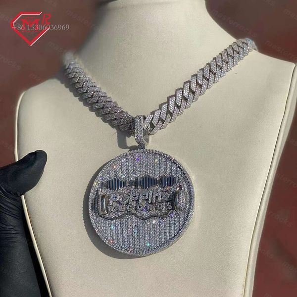 

Custom Letter Name Sterling Sier Round Top Quality Certified Hip Hop Vvs Moissanite Pendant