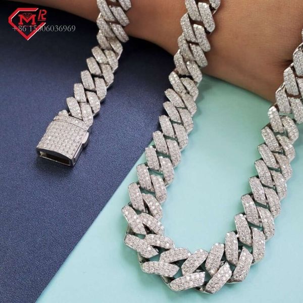 

Hiphop Iced Out VVS Diamond Sterling Sier 12Mm Rapper Moissanite Cuban Chain