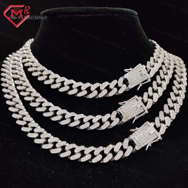 

Hip Hop Bling Miami Iced Out Sterling Sier VVS Moissanite Cuban Link Chain