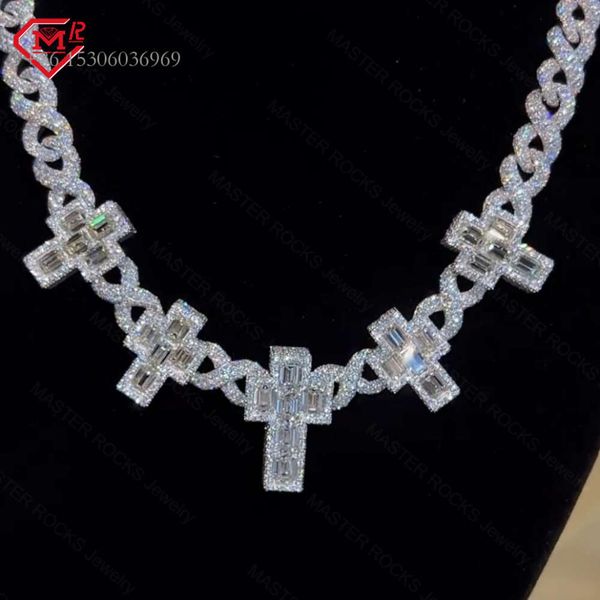 

Custom Cross Pass Diamond Tester Hiphop Sier Iced Out Moissanite Cuban Link Chain