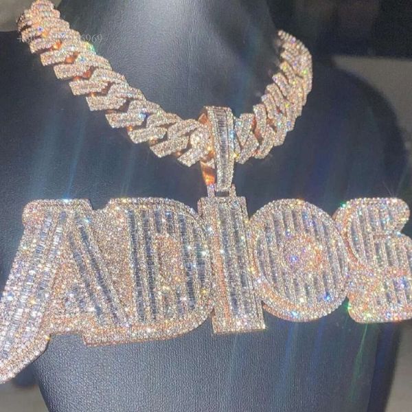 

Hip Hop Iced Out VVS Diamond Sier Letter Name Custom Moissanite Pendant