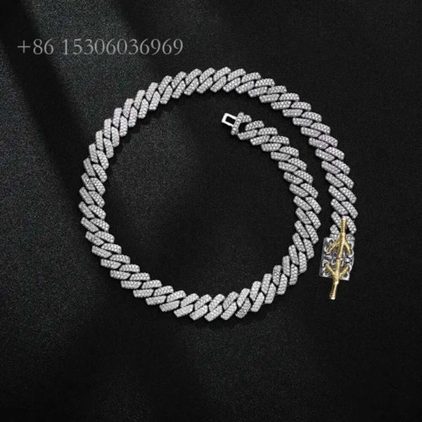 

Hiphop Jewelry Sterling Sier Iced Out 10Mm VVS Moissanite Cuban Chain Necklace
