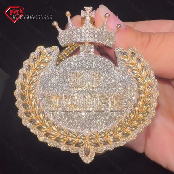 

Iced Out Hiphop Crown Clasp Sterling Sier VVS Moissanite Custom Pendant