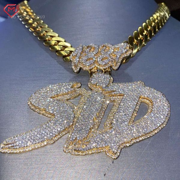 

Rapper Letter Hiphop Jewelry Sterling Sier Iced Out Custom Moissanite Pendant