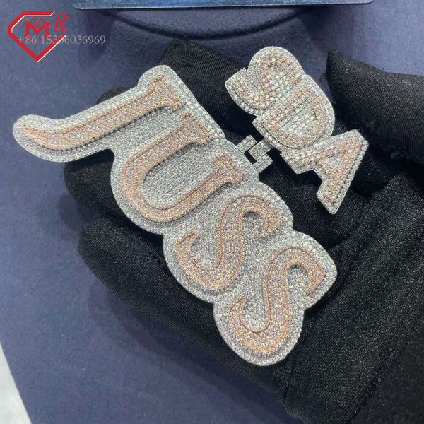 

Hiphop Iced Out Vvs Diamonds Sier Letter Name Custom Moissanite Pendant