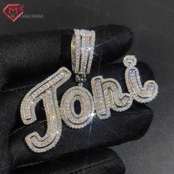 

Hiphop Charms Sier VVS Diamond Iced Out Letter Name Custom Moissanite Pendant