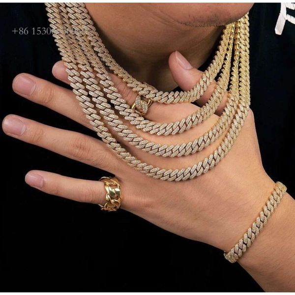 

Hiphop 6Mm 8Mm 10Mm Custom Sterling Sier Iced Out Vvs Moissanite Cuban Link Chain