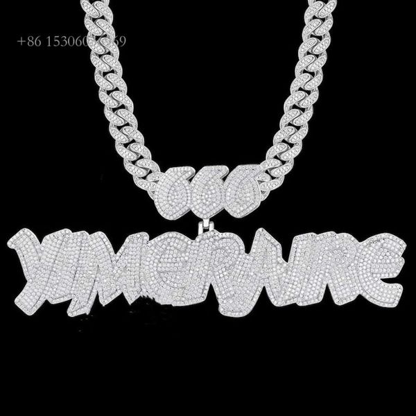 

Hiphop Jewelry Sterling Sier Name Iced Out Custom Moissanite Letter Pendant