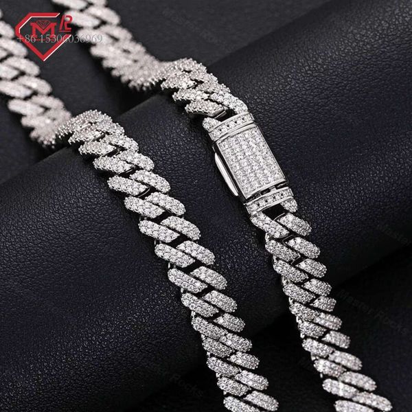 

Hiphop Choker 9Mm Sterling Sier VVS Iced Out Moissanite Cuban Link Chain