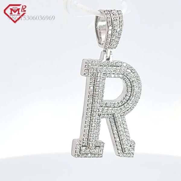 

Customizable Initial Hiphop 3*2Inches Alphabet Letter "R" Moissanite Pendant