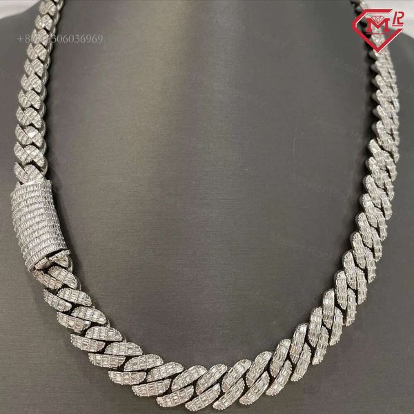 

Pass Diamond Test Moissanite 15Mm Sterling Sier Hiphop Iced Out Cuban Link Chain