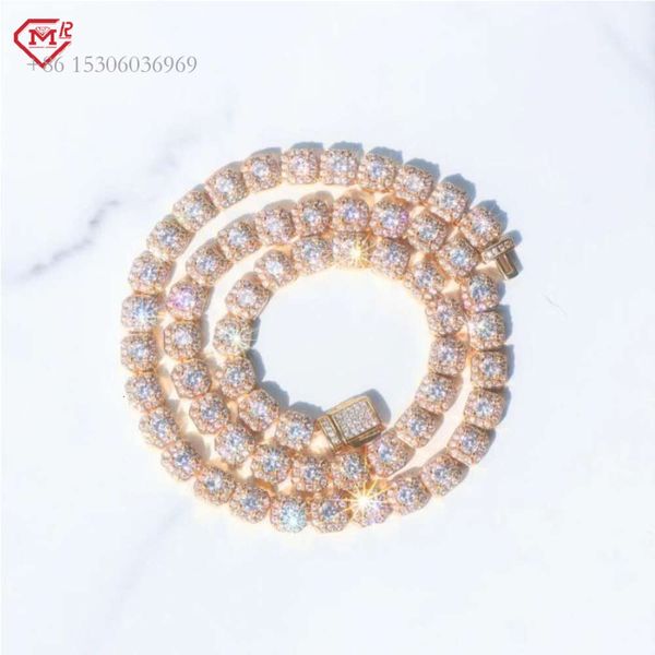 

Hip Hop Shining Bling Real Sterling Sier 7Mm Iced Out VVS Moissanite Tennis Chain