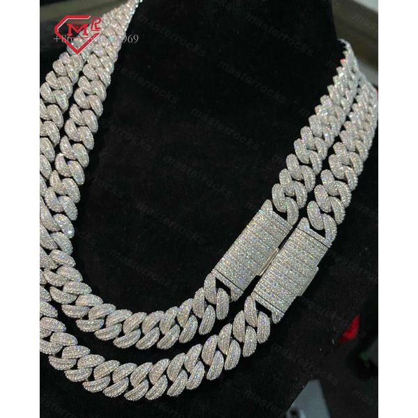 

Custom Hip Hop Men 18Mm Sterling Sier Necklace Moissanite Diamond Iced Out Cuban Link Chain
