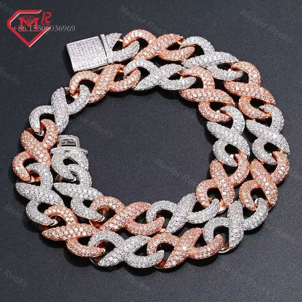 

Hiphop Rope Iced Out 16Mm 2 Tone Sterling Sier Moissanite Cuban Link Chain
