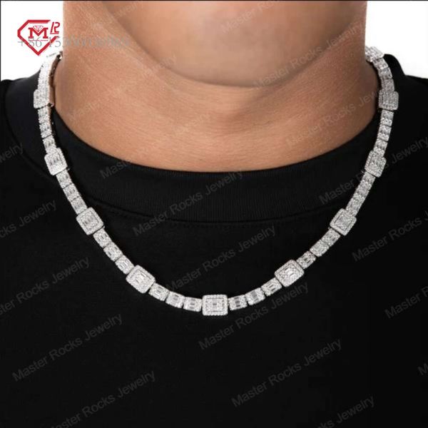 

Hiphop 10Mm Cuabn Bracelet Pass Test Sterling Sier Iced Out Vvs Moissanite Diamond Tennis Chain