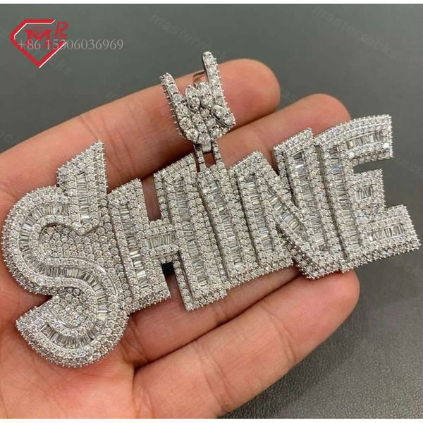 

New Custom Necklace Pass Diamond Test Sterling Sier Iced Out Vvs Moissanite Hip Hop Pendant