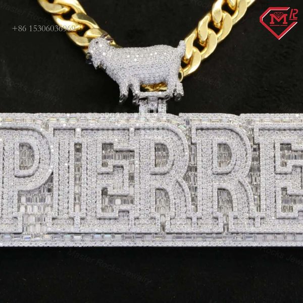 

Hiphop Name Vvs Iced Out Diamonds Sterling Sier Custom Moissanite Pendant