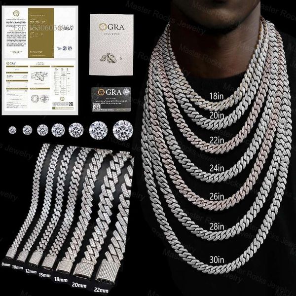 

Iced Out VVS Diamond Cuban Link Sterling Sier Hip Hop Moissanite Chain