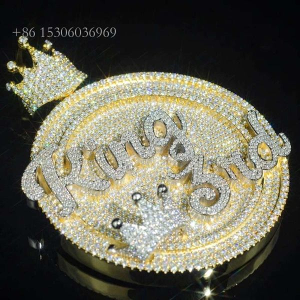 

Rock Rapper Letter Round Sterling Sier Iced Out VVS Moissanite Custom Pendant