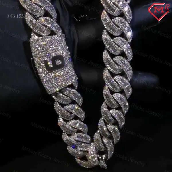 

Hiphop Vvs Moissanite Custom Clasp Iced Out Sterling Sier Miami Cuban Link Chain