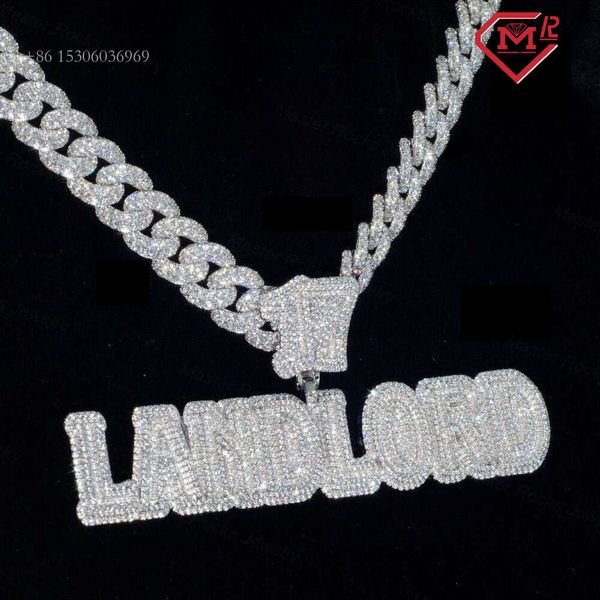 

Iced Out Letter Name Hiphop Sterling Sier Vvs Moissanite Custom Pendant