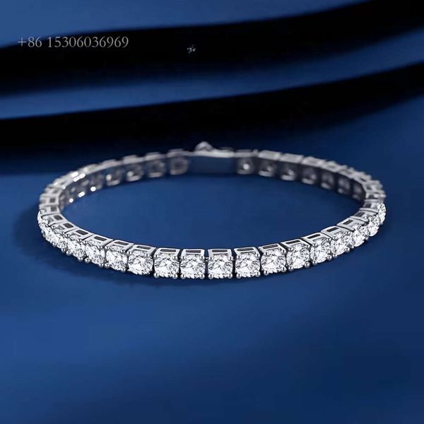 

Hiphop Bracelet 3Mm 4Mm 5Mm 6Mm Sterling Sier Iced Out VVS Moissanite Tennis Chain