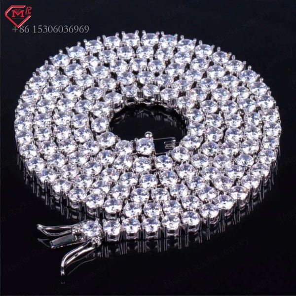

Hiphop 3Mm 4Mm 5Mm Iced Out Sterling Sier VVS Moissanite Tennis Chain
