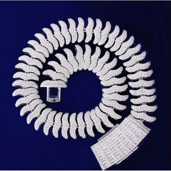 

Hiphop Jewelry 10Mm Sterling Sier Fish Bone VVS Moissanite Cuban Chain Necklace