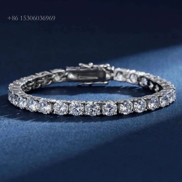 

Hiphop Bracelet Sterling Sier Iced Out 3Mm/4Mm/5Mm VVS Moissanite Tennis Chain