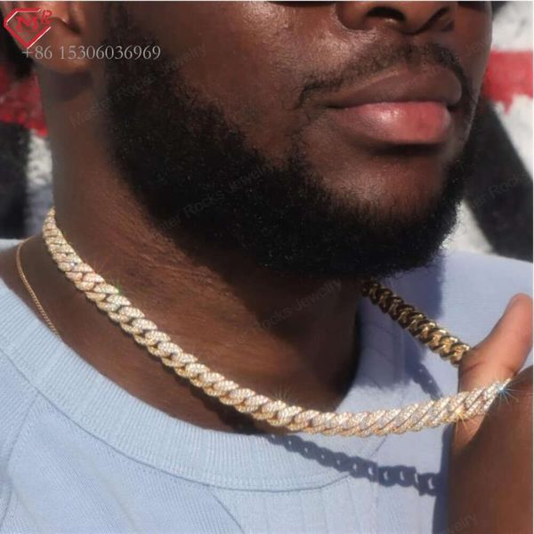

10Mm Hip Hop Sterling Sier Iced Out VVS Diamond Moissanite Cuban Link Chain