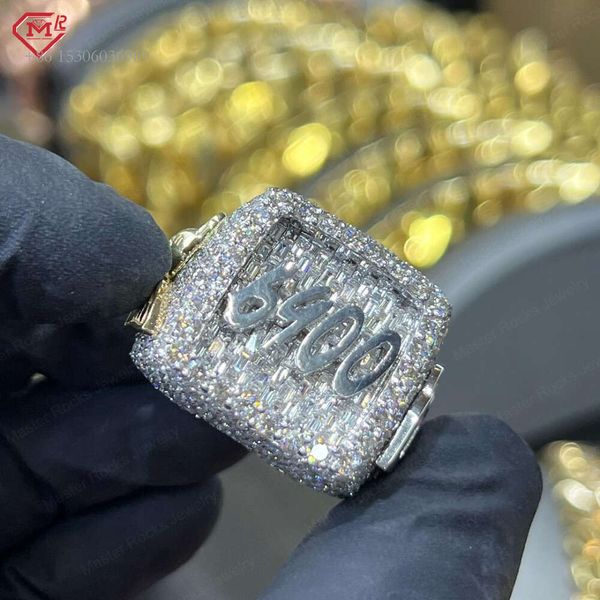 

Rapper Diamond Champion Hip Hop Sterling Sier Iced Out Vvs Moissanite Ring For Men