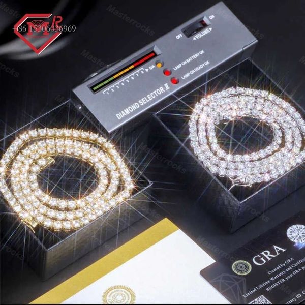 

Hiphop Iced Out D Color Vvs Diamond Sterling Sier 2Mm 3Mm 4Mm 5Mm 6.5Mm Tennis Chain Moissanite