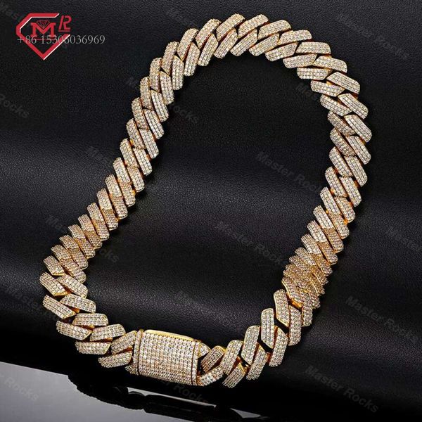 

20Mm Miami Sterling Sier Hiphop Iced Out Moissanite Cuban Link Chain