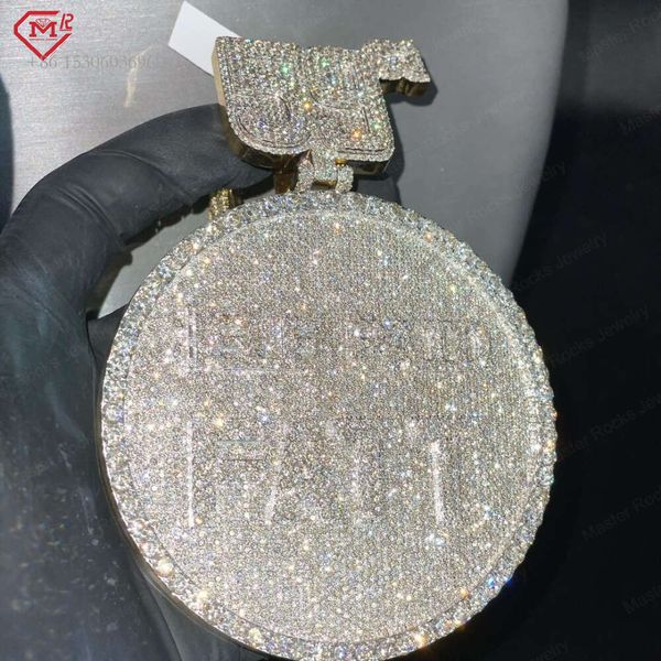 

Hiphop Vvs Diamond Iced Out Rapper Men Round Sier Custom Moissanite Pendant