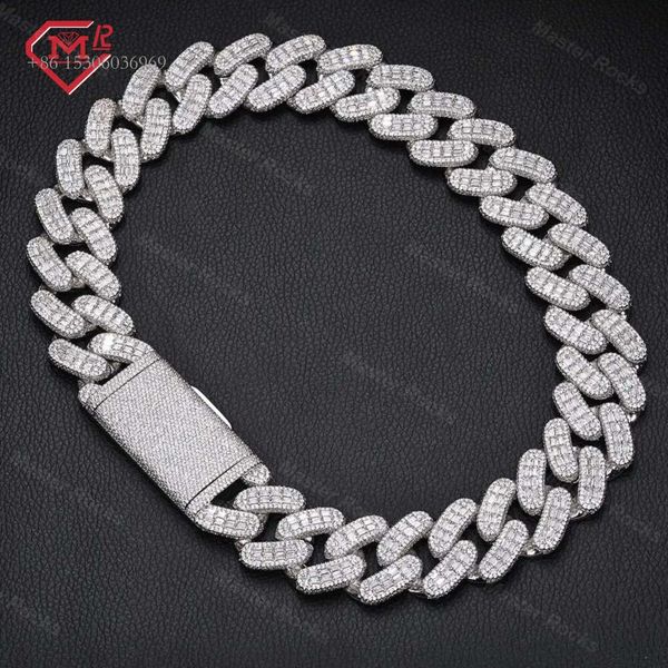 

Heavy Big Guy 28Mm Baguette Sterling Sier Iced Out Moissanite Cuban Link Chain