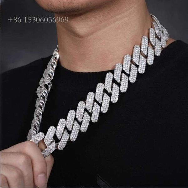 

Hip Hop 26Mm Iced Out Sterling Sier Vvs Moissanite Diamond Miami Cuban Link Chain For Men