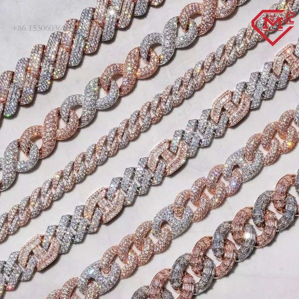 

Hiphop Two Tone Sier Iced Out Custom Moissanite Cuban Link Chain