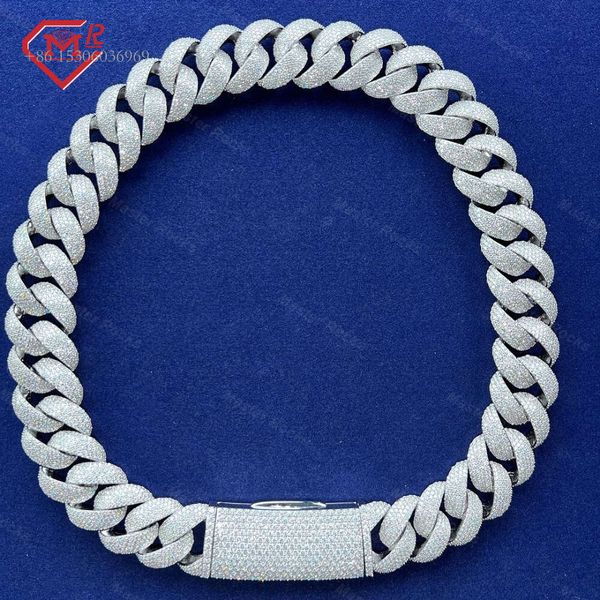 

20Mm Big Size Hiphop Miami Sier Vvs Moissanite Iced Out Cuban Link Chain