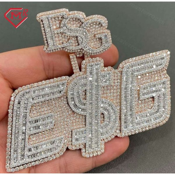 

Hip Hop Jewelry Sterling Sier Iced Out Letter Mens Custom Vvs Moissanite Diamond Number Name Initial Pendant