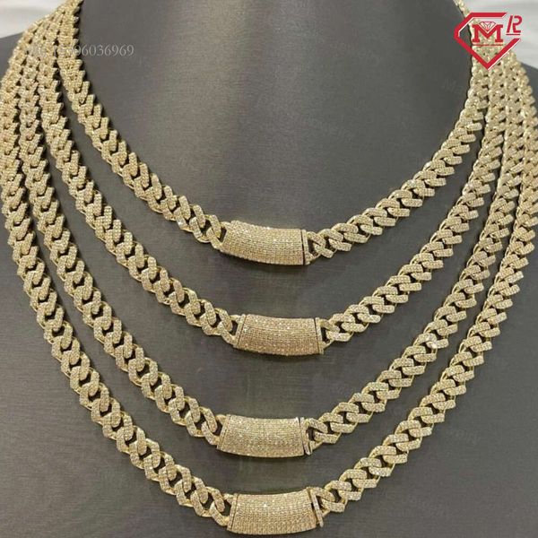 

Hiphop 8Mm 10Mm Miami Sterling Sier Iced Out Custom Moissanite Cuban Link Chain