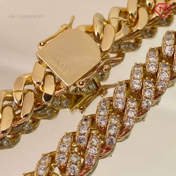 

Hiphop Necklace Sterling Sier Iced Out 8Mm Moissanite Cuban Chain