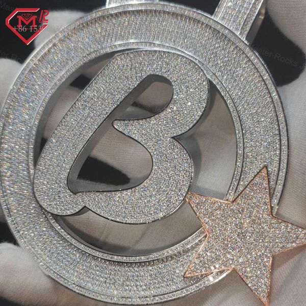 

Rapper Round Hip Hop Sterling Sier Iced Out Vvs Moissanite Custom Pendant