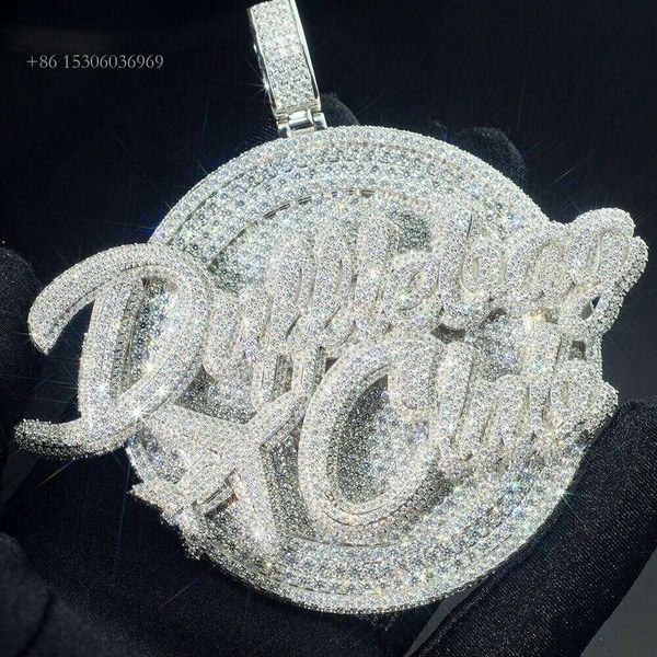 

Name Buss Down Sterling Sier Hiphop Iced Out Custom Moissanite Pendant For Mens