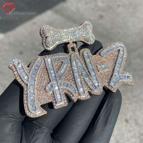 

Hip Hop Iced Out Vvs Diamond Sterling Sier Letter Custom Moissanite Pendant