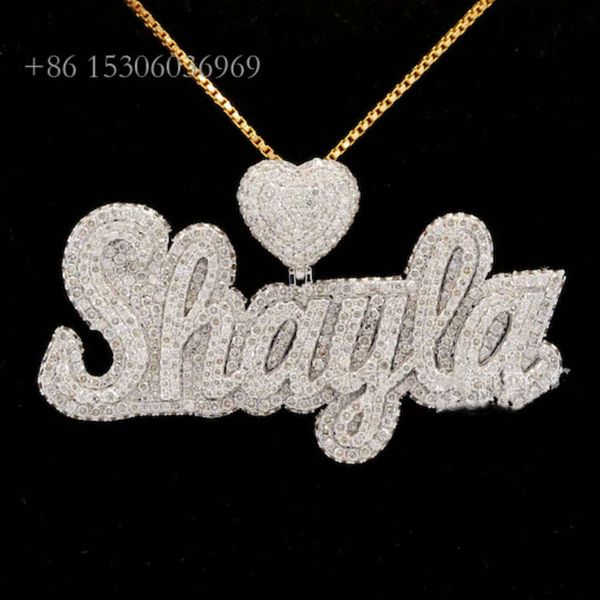 

Hiphop Necklace Pass Tester Sier Custom Pendant With Moissanite Tennis Chain
