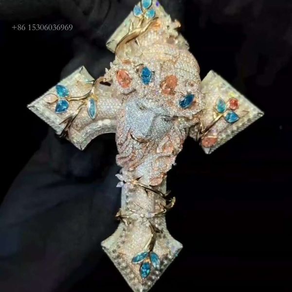 

Jesus Cross Hiphop VVS Iced Out Sterling Sier Custom Moissanite Pendant