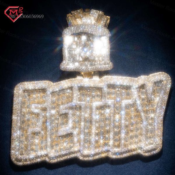 

Hip Hop Baguette Name Sterling Sier Iced Out VVS Moissanite Custom Pendant
