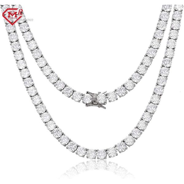 

Hiphop Diamond White/Yellow Gold Plated S Sterling Sier Moissanite Tennis Necklace