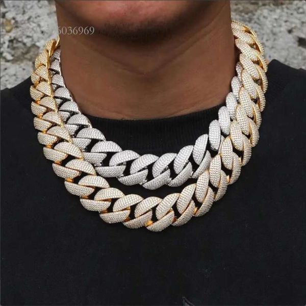 

Custom VVS Moissanite Diamond Miami Heavy Big Hiphop 20Mm Iced Out Sterling Sier Cuban Link Chain