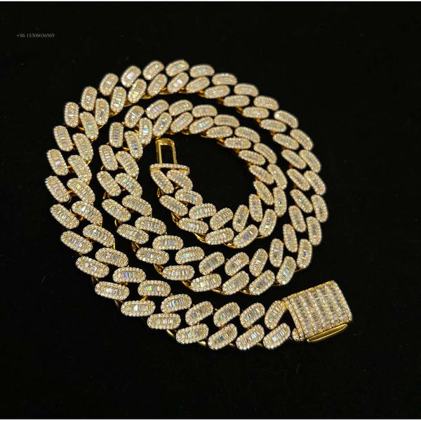 

Rapper's Miami Hiphop 12Mm 14Mm Sterling Sier Iced Out Moissanite Cuban Link Chain